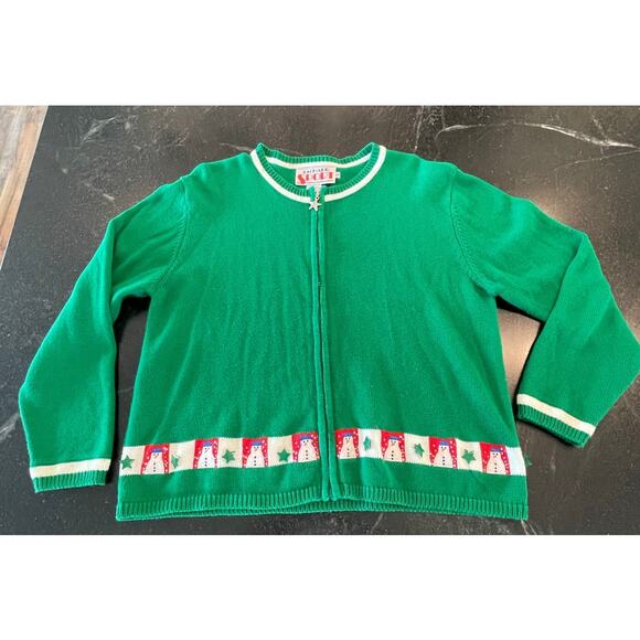 RICHARD Sport Vintage Green snowman zip cardigan Med 100% Cotton - Picture 1 of 8